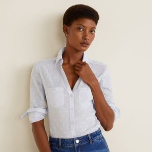 MANGO- BLUE BUTTON DOWN TOP